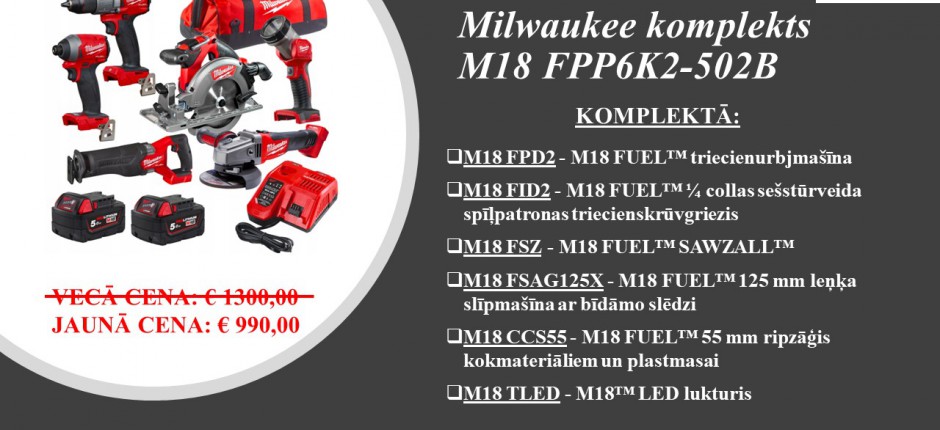 Milwaukee komplekts M18 FPP6K2-502B