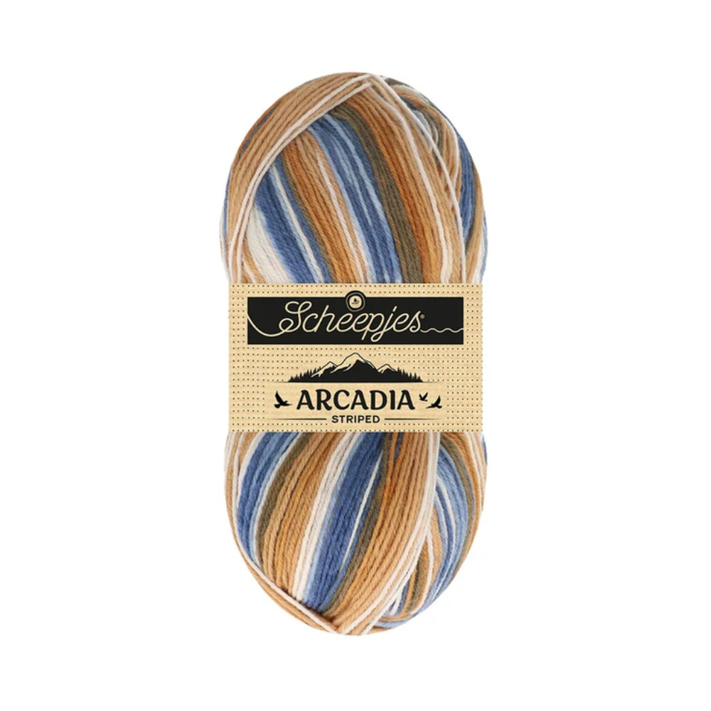 910 Arcadia Strped / Scheepjes / 4-diegu zeķu dzija 100g 910 Koksne