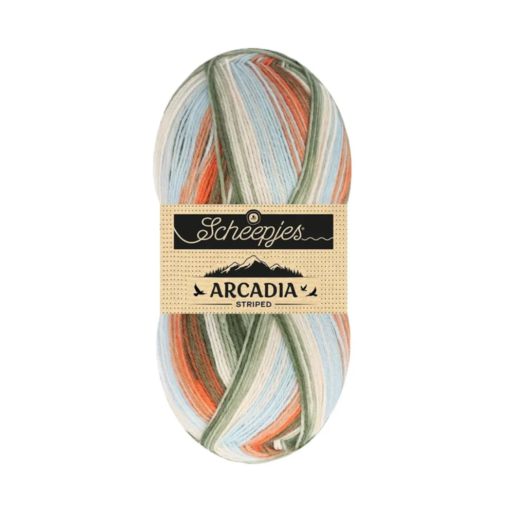 913 Arcadia Strped / Scheepjes / 4-diegu zeķu dzija 100g 913 Kotedža